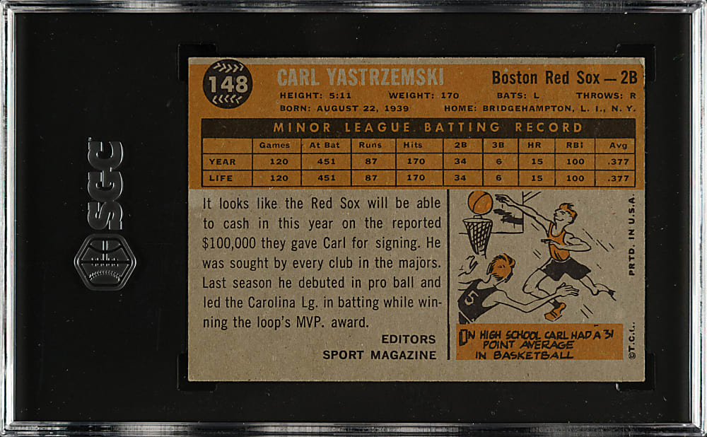 1960 Topps #148 Carl Yastrzemski Rookie SGC EX 5