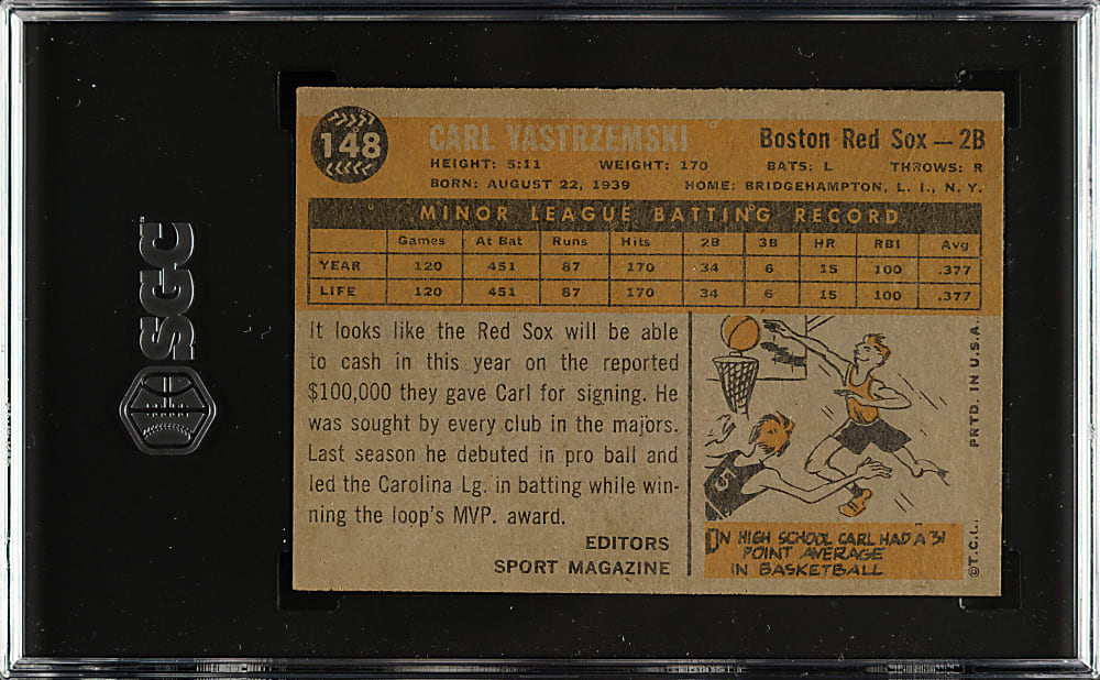 1960 Topps #148 Carl Yastrzemski Rookie SGC VG 3