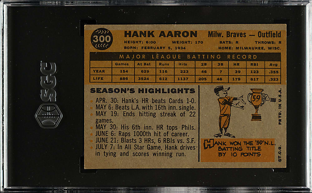 1960 Topps #300 Hank Aaron SGC VG/EX+ 4.5
