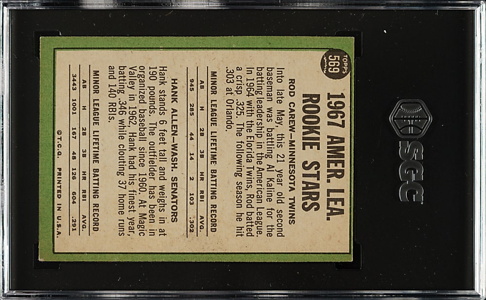 1967 Topps #569 Rod Carew Rookie SGC EX 5