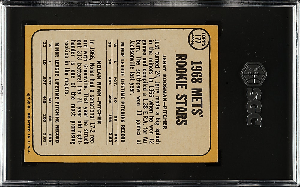 1968 Topps #177 Nolan Ryan Rookie SGC EX 5