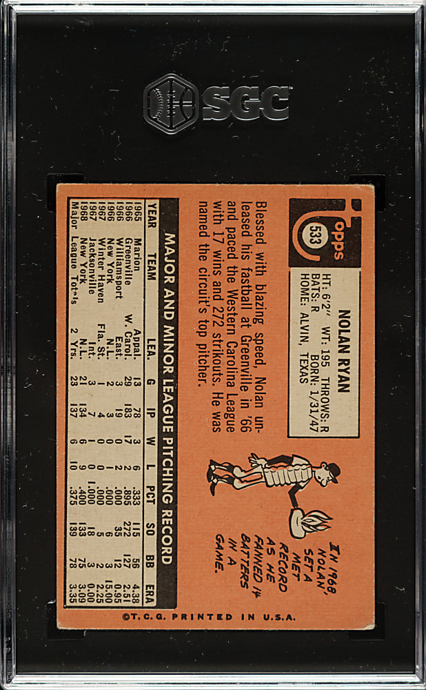 1969 Topps #533 Nolan Ryan SGC VG 3