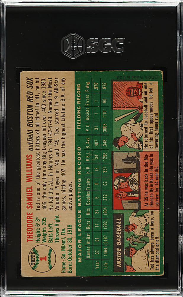 1954 Topps #1 Ted Williams SGC VG 3