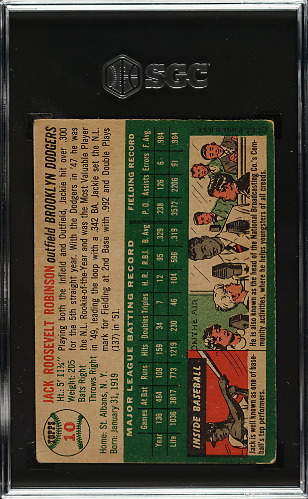 1954 Topps #10 Jackie Robinson SGC GOOD+ 2.5