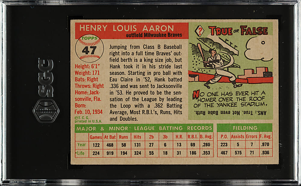 1955 Topps #47 Hank Aaron SGC VG/EX 4