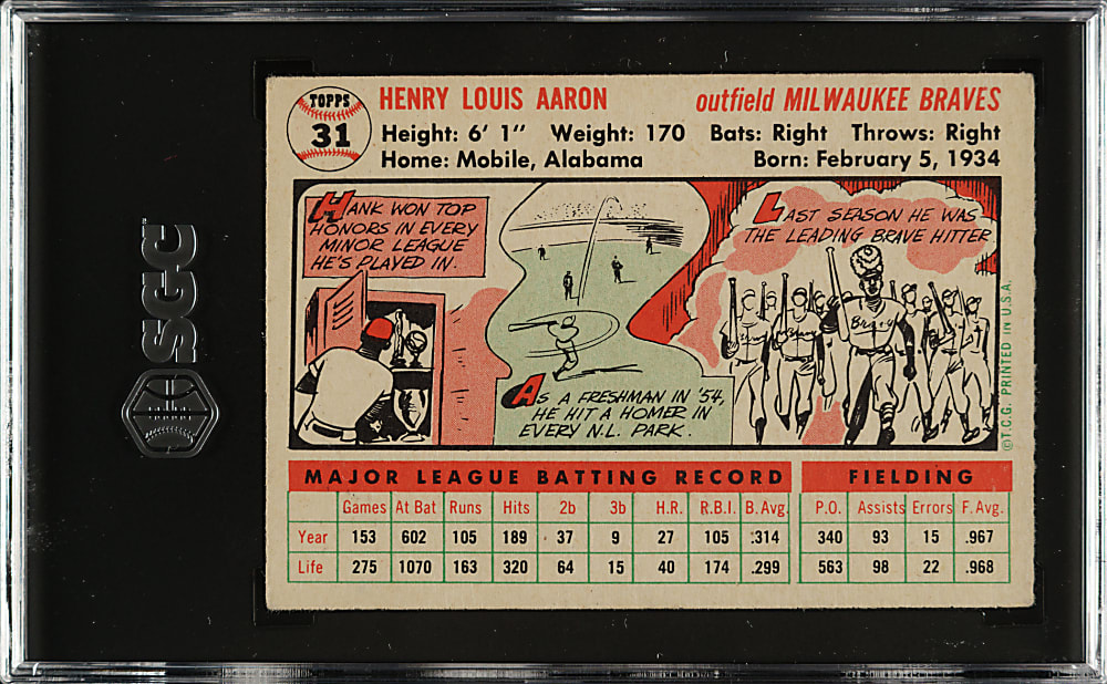 1956 Topps #31 Hank Aaron Gray Back SGC GOOD+ 2.5