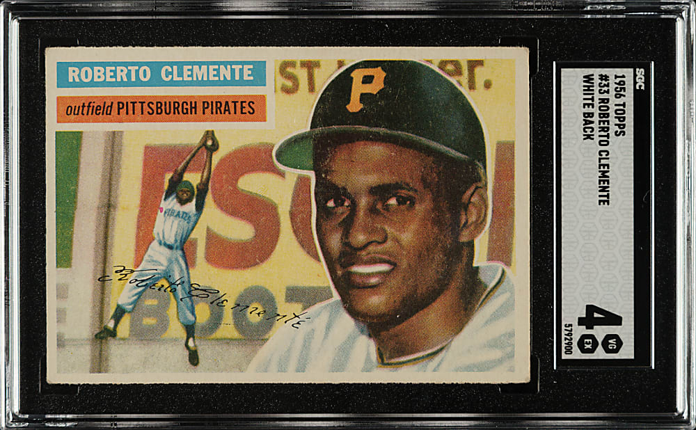 1956 Topps #33 Roberto Clemente White Back SGC VG/EX 4