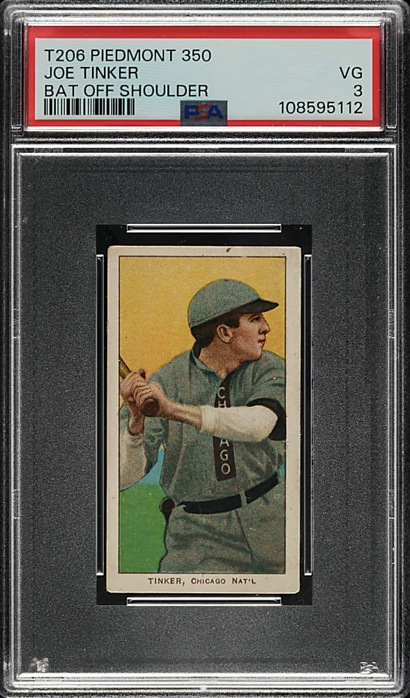 1909-1911 T206 White Border Joe Tinker Bat Off Shoulder PSA VG 3