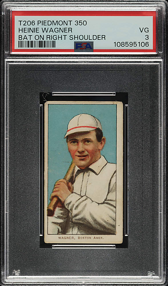 1909-1911 T206 White Border Heinie Wagner Bat On Right Shoulder PSA VG 3