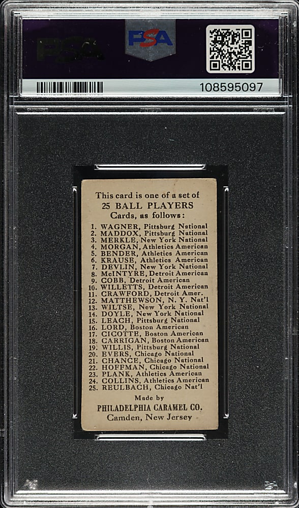 1909 E95 Philadelphia Caramel Cy Morgan PSA Authentic