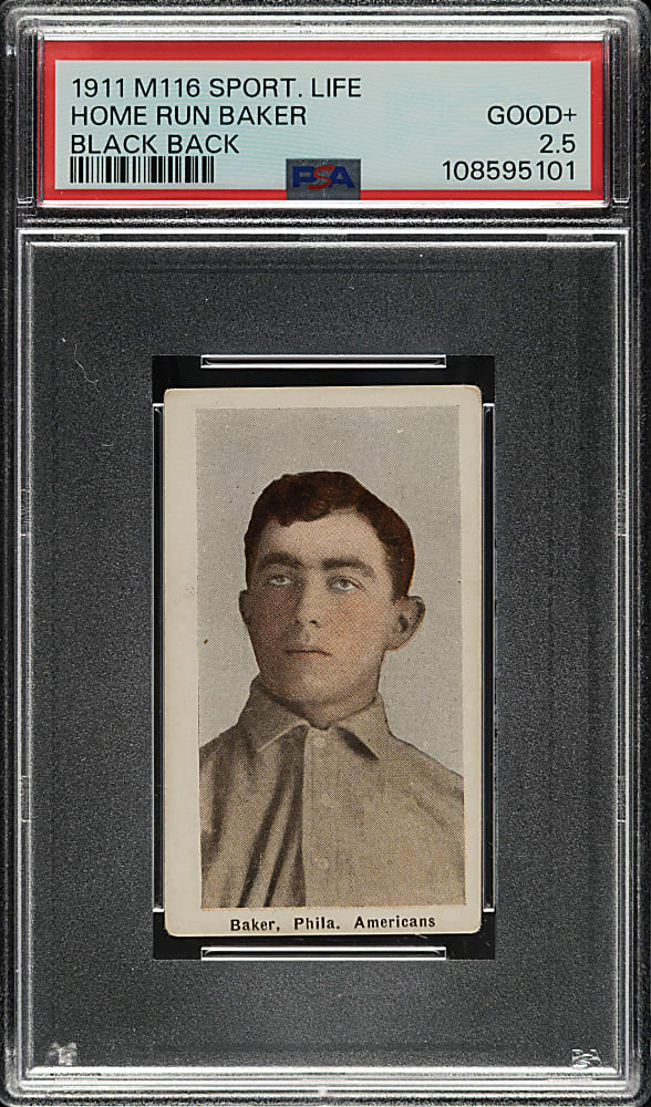 1910-1911 M116 Sporting Life Frank "Home Run" Baker Black Back PSA GOOD+ 2.5