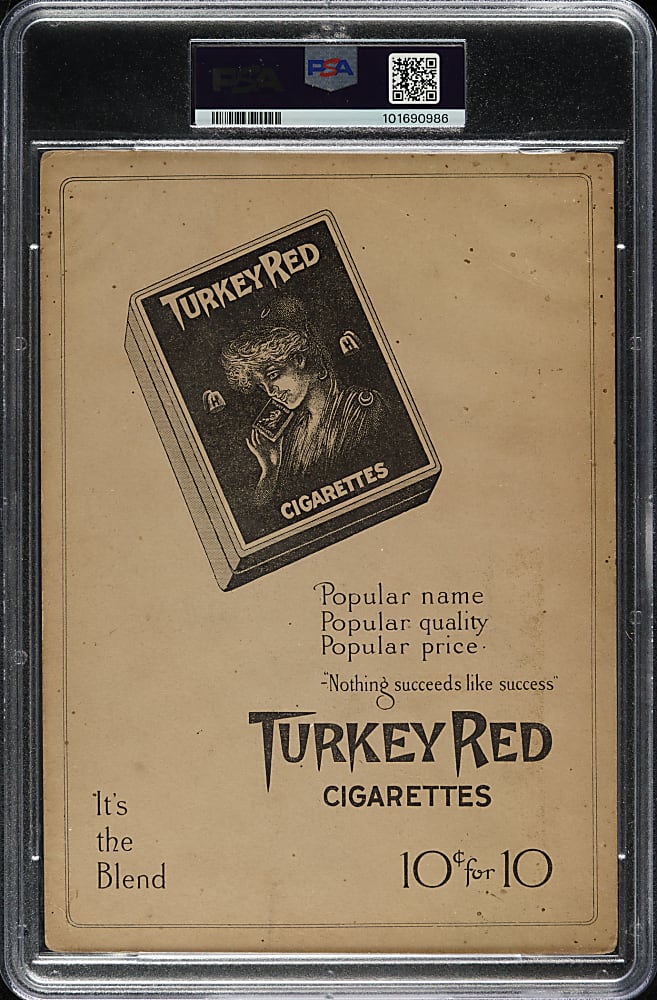 1911 T3 Turkey Red #105 Hans Lobert PSA FAIR 1.5 - Advertising Back