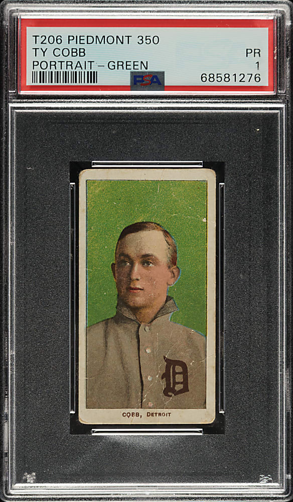 1909-1911 T206 White Border Ty Cobb Portrait Green Background PSA POOR 1
