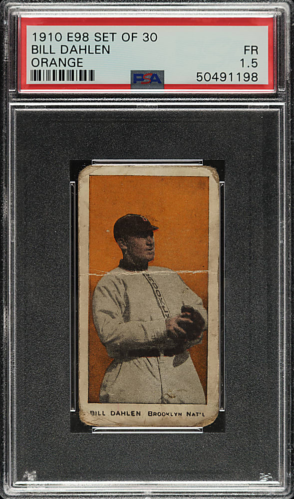 1910 E98 Anonymous "Set of 30" Bill Dahlen PSA FAIR 1.5 - Orange Background