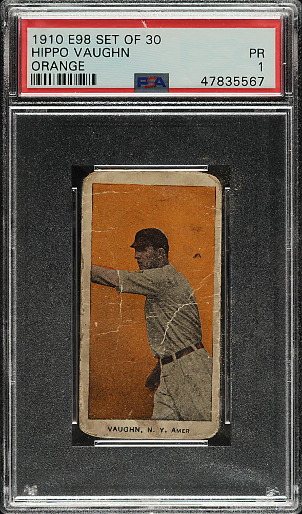 1910 E98 Anonymous "Set of 30" Hippo Vaughn PSA POOR 1 - Orange Background