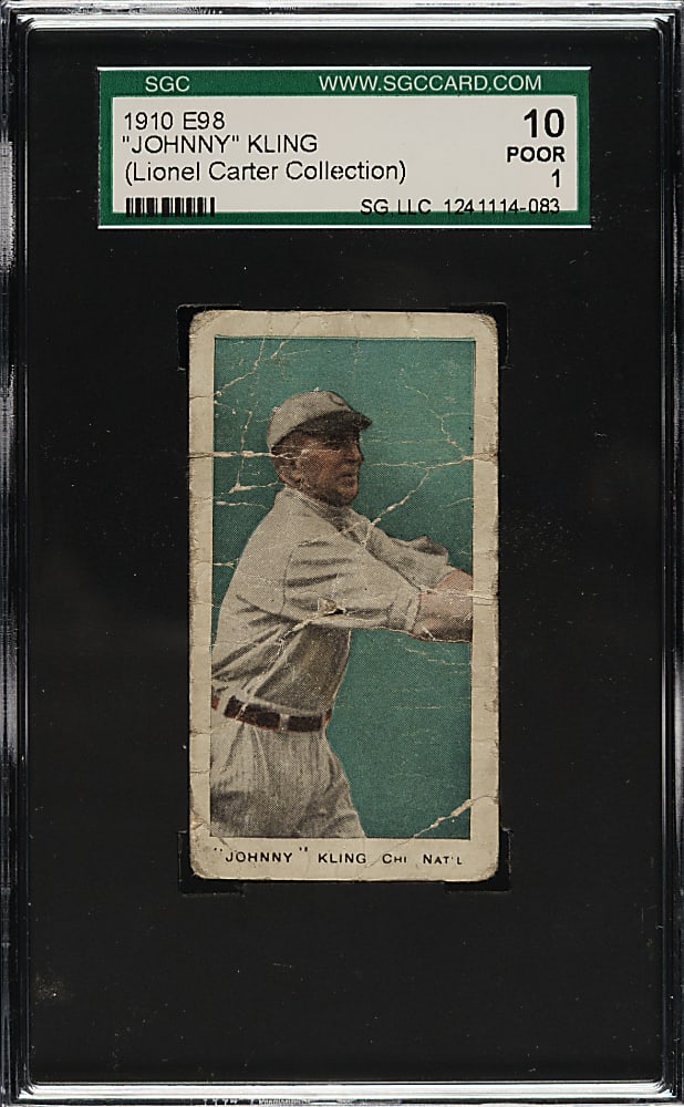 1910 E98 Anonymous "Set of 30" Johnny Kling SGC POOR 10 - Blue Background (Lionel Carter Collection)