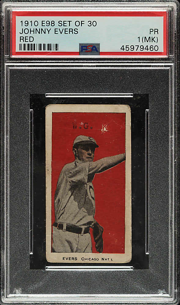 1910 E98 Anonymous "Set of 30" Johnny Evers PSA POOR 1 (MK) - Red Background