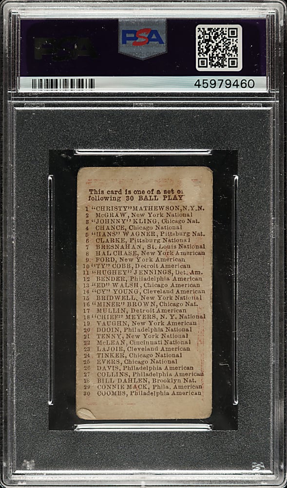 1910 E98 Anonymous "Set of 30" Johnny Evers PSA POOR 1 (MK) - Red Background