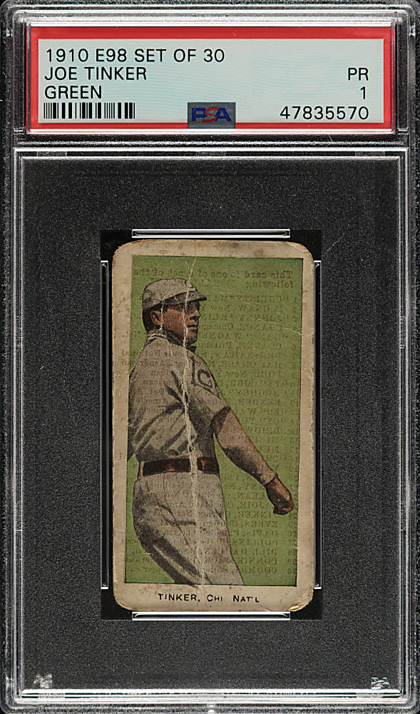 1910 E98 Anonymous "Set of 30" Joe Tinker PSA POOR 1 - Green Background