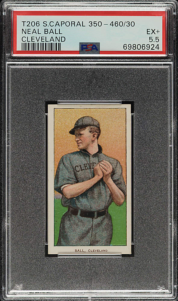 1909-1911 T206 White Border Neal Ball Cleveland PSA EX+ 5.5