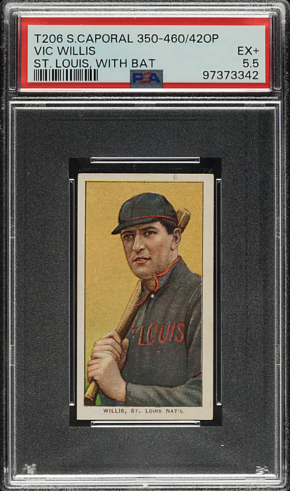 1909-1911 T206 White Border Vic Willis with Bat PSA EX+ 5.5