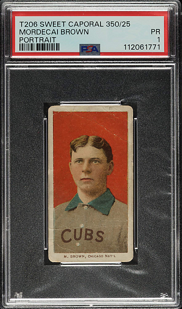 1909-1911 T206 White Border Mordecai Brown Portrait PSA POOR 1