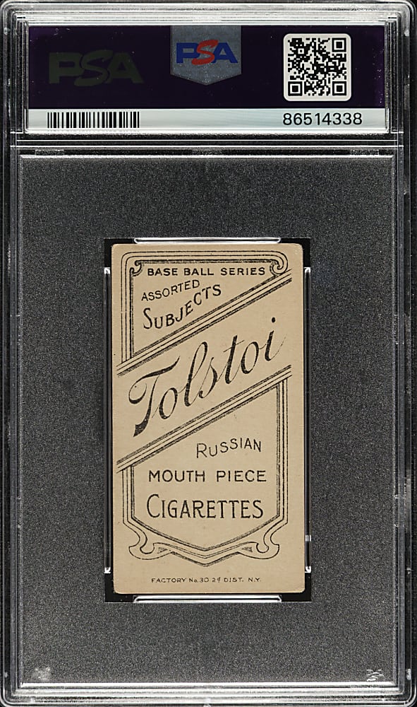 1909-1911 T206 White Border Hughie Jennings Both Hands Showing PSA VG 3 - Tolstoi Back