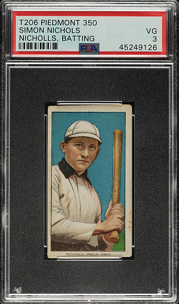 1909-1911 T206 White Border Simon Nichols Batting PSA VG 3
