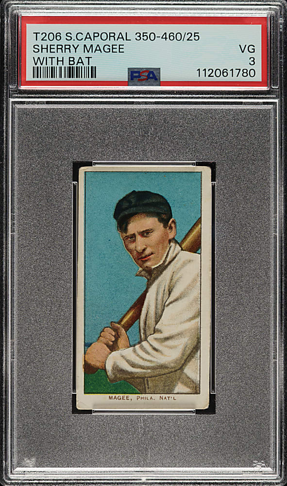 1909-1911 T206 White Border Sherry Magee with Bat PSA VG 3