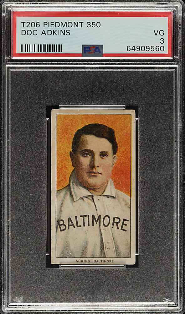 1909-1911 T206 White Border Doc Adkins PSA VG 3
