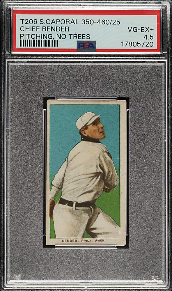 1909-1911 T206 White Border Chief Bender Pitching, No Trees in Background PSA VG-EX+ 4.5