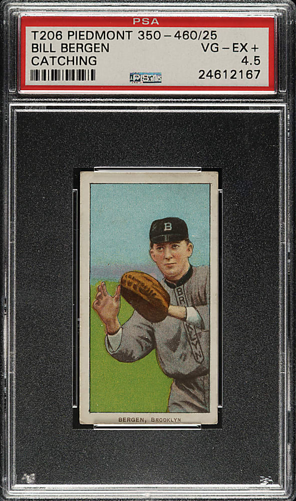 1909-1911 T206 White Border Bill Bergen Catching PSA VG-EX+ 4.5