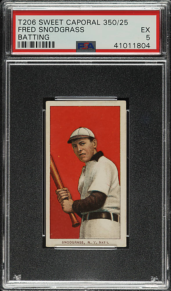 1909-1911 T206 White Border Fred Snodgrass Batting PSA EX 5