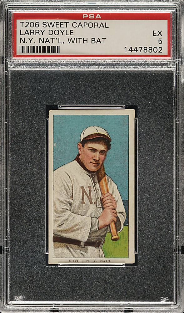 1909-1911 T206 White Border Larry Doyle with Bat PSA EX 5