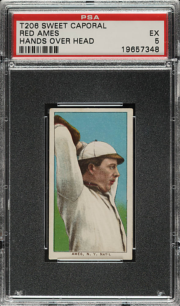 1909-1911 T206 White Border Red Ames Hands Above Head PSA EX 5