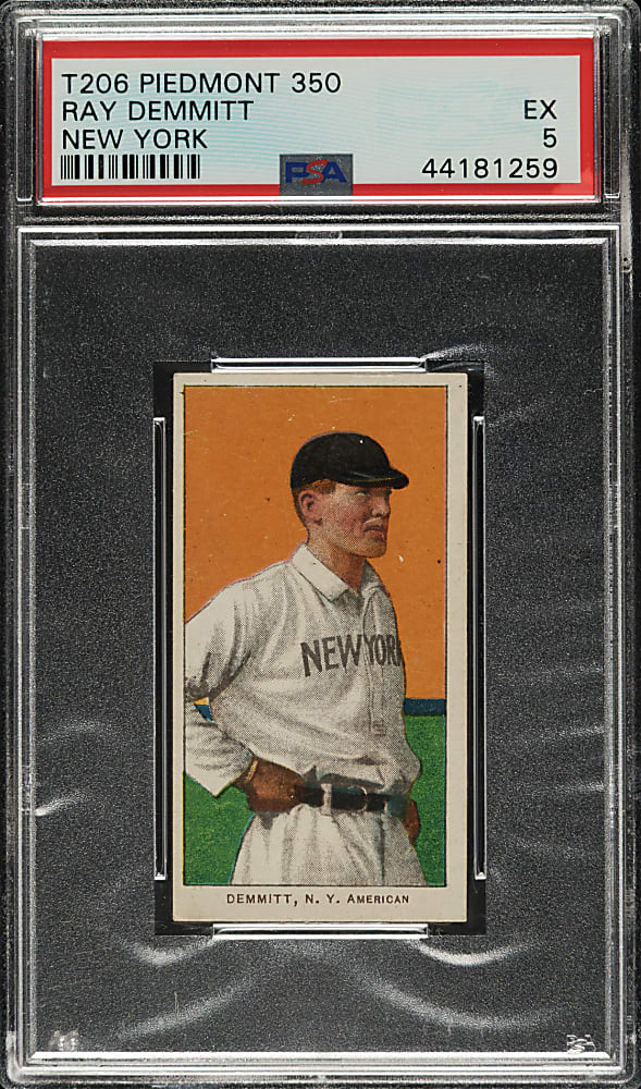 1909-1911 T206 White Border Ray Demmitt New York PSA EX 5