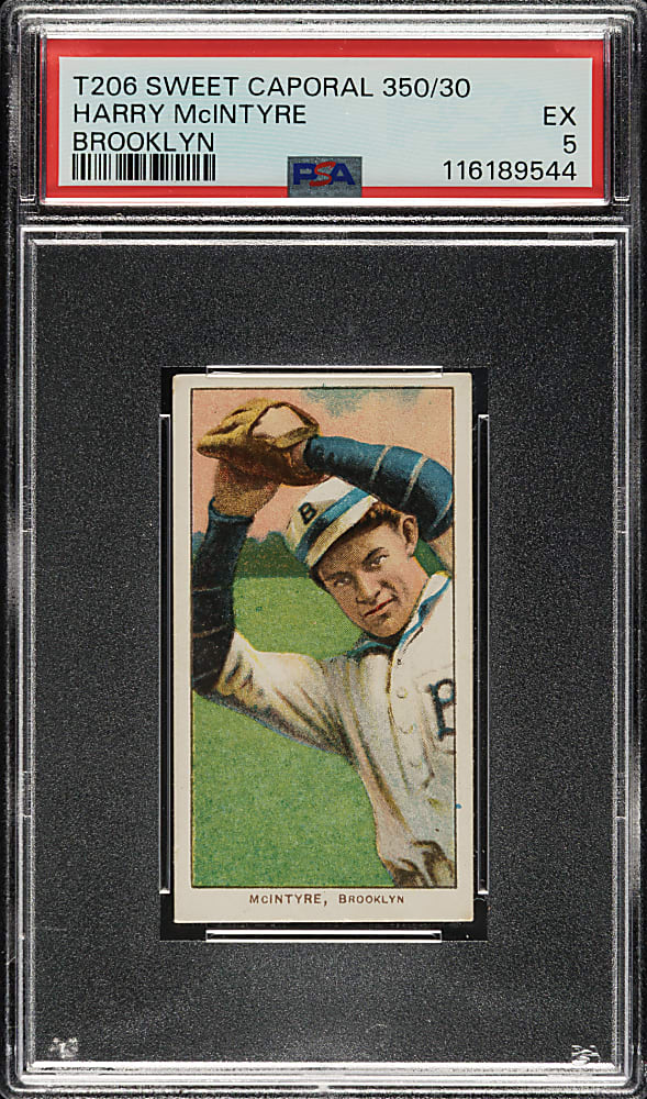 1909-1911 T206 White Border Harry McIntyre Brooklyn PSA EX 5