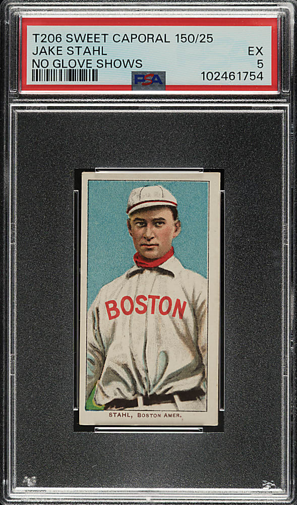 1909-1911 T206 White Border Jake Stahl No Glove Showing PSA EX 5