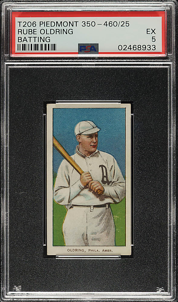 1909-1911 T206 White Border Rube Oldring Batting PSA EX 5