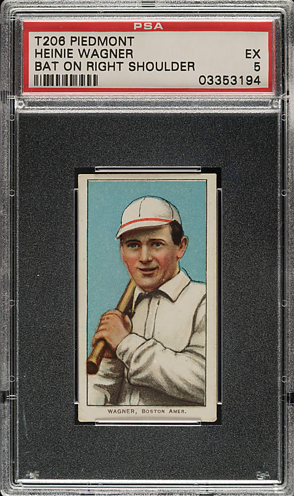 1909-1911 T206 White Border Heinie Wagner Bat On Right Shoulder PSA EX 5