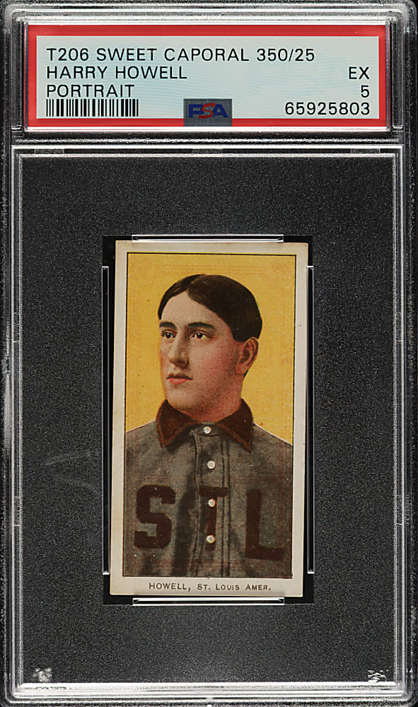 1909-1911 T206 White Border Harry Howell Portrait PSA EX 5