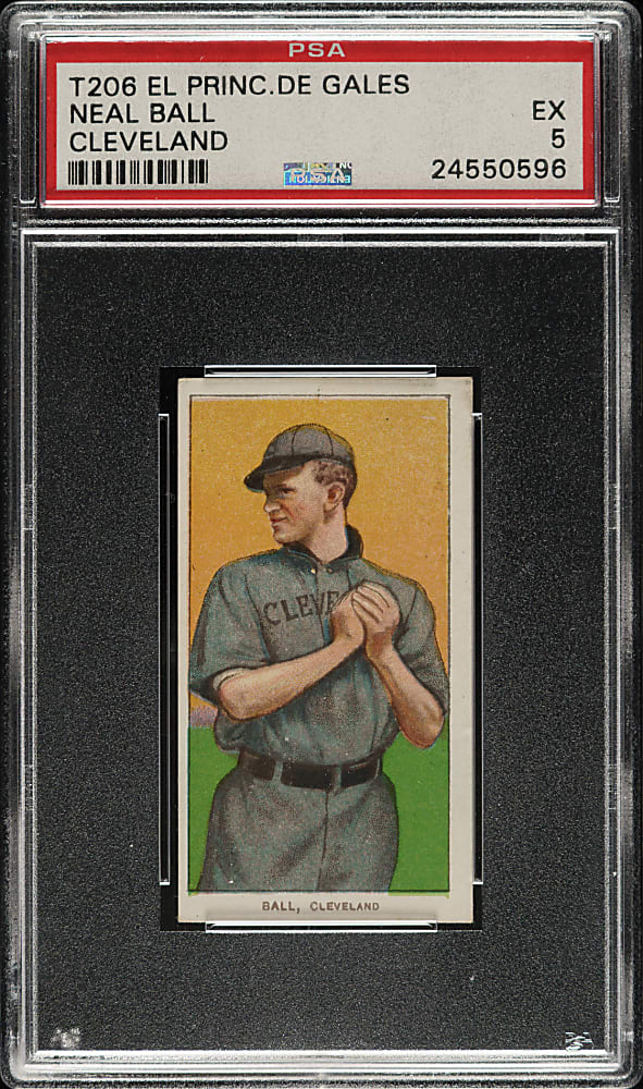 1909-1911 T206 White Border Neal Ball Cleveland PSA EX 5 - El Principe De Gales Back