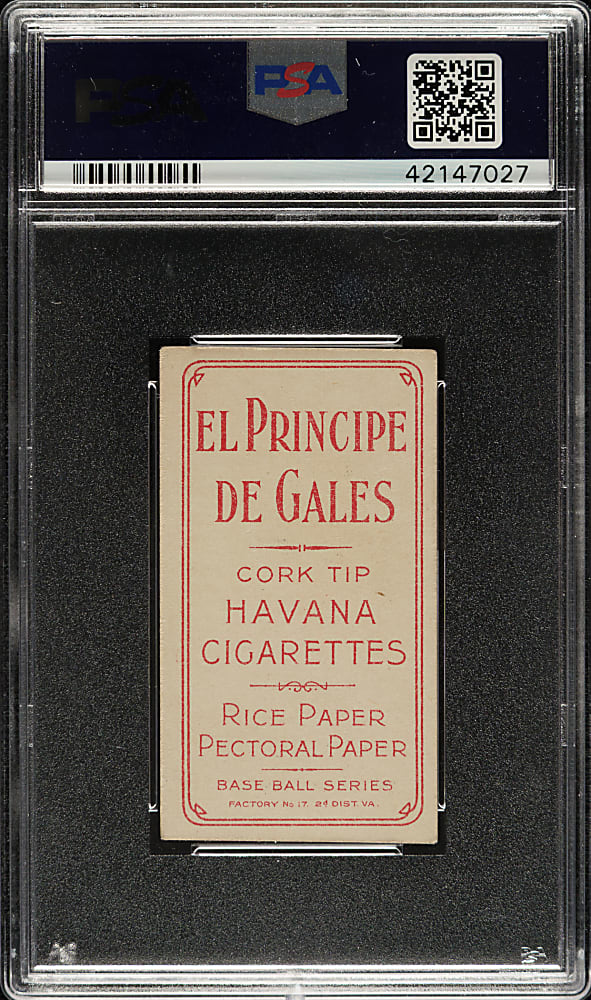 1909-1911 T206 White Border Jimmy Lavender PSA EX 5 - El Principe De Gales Back
