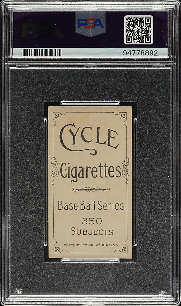 1909-1911 T206 White Border Miller Huggins Hands At Mouth PSA VG-EX 4 - Cycle 350 Back