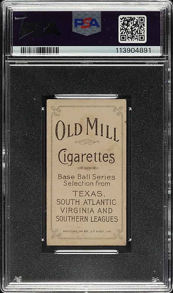 1909-1911 T206 White Border Tony Thebo Southern Leaguer PSA VG-EX 4 - Old Mill Back