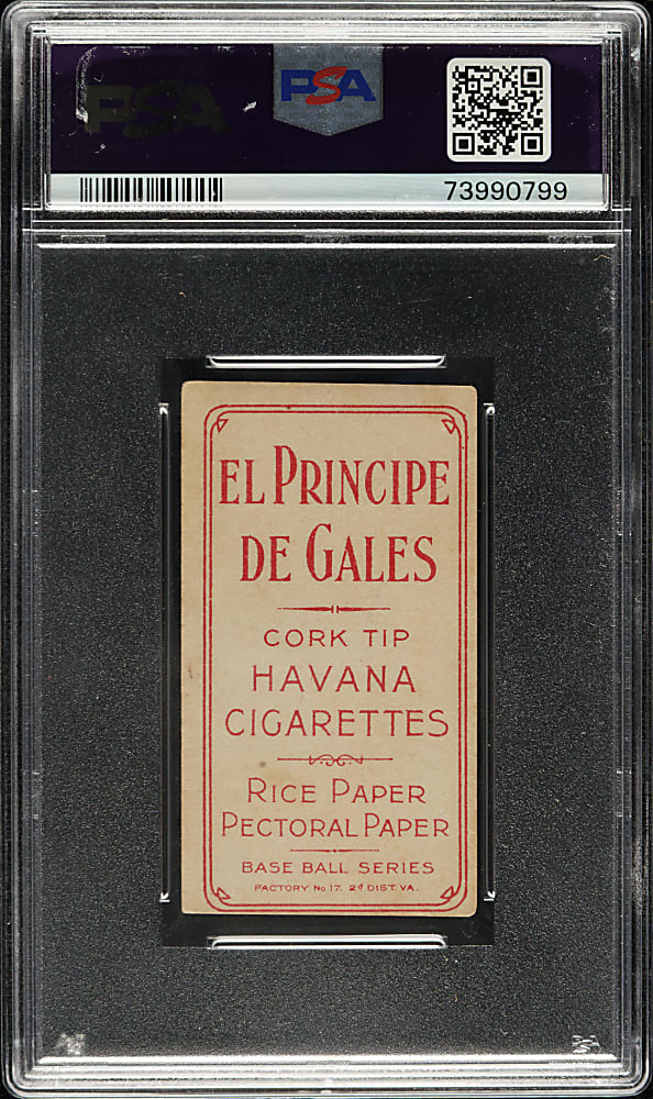 1909-1911 T206 White Border Bill Bergen Batting PSA VG-EX 4 - El Principe de Gales Back