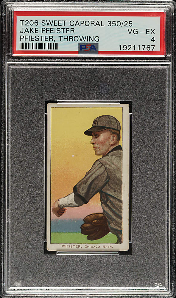 1909-1911 T206 White Border Jake Pfeister Throwing PSA VG-EX 4
