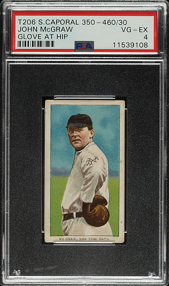 1909-1911 T206 White Border John McGraw Glove at Hip PSA VG-EX 4