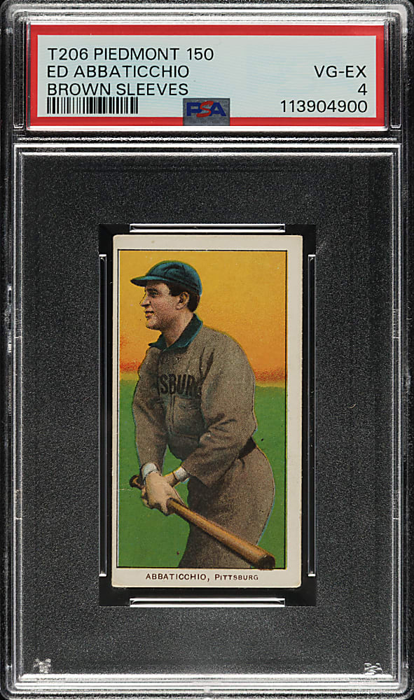 1909-1911 T206 White Border Ed Abbaticchio Brown Sleeves PSA VG-EX 4