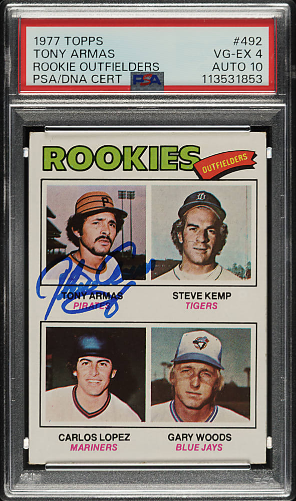 Signed 1977 Topps #492 Tony Armas PSA VG-EX 4 with GEM MINT 10 Signature